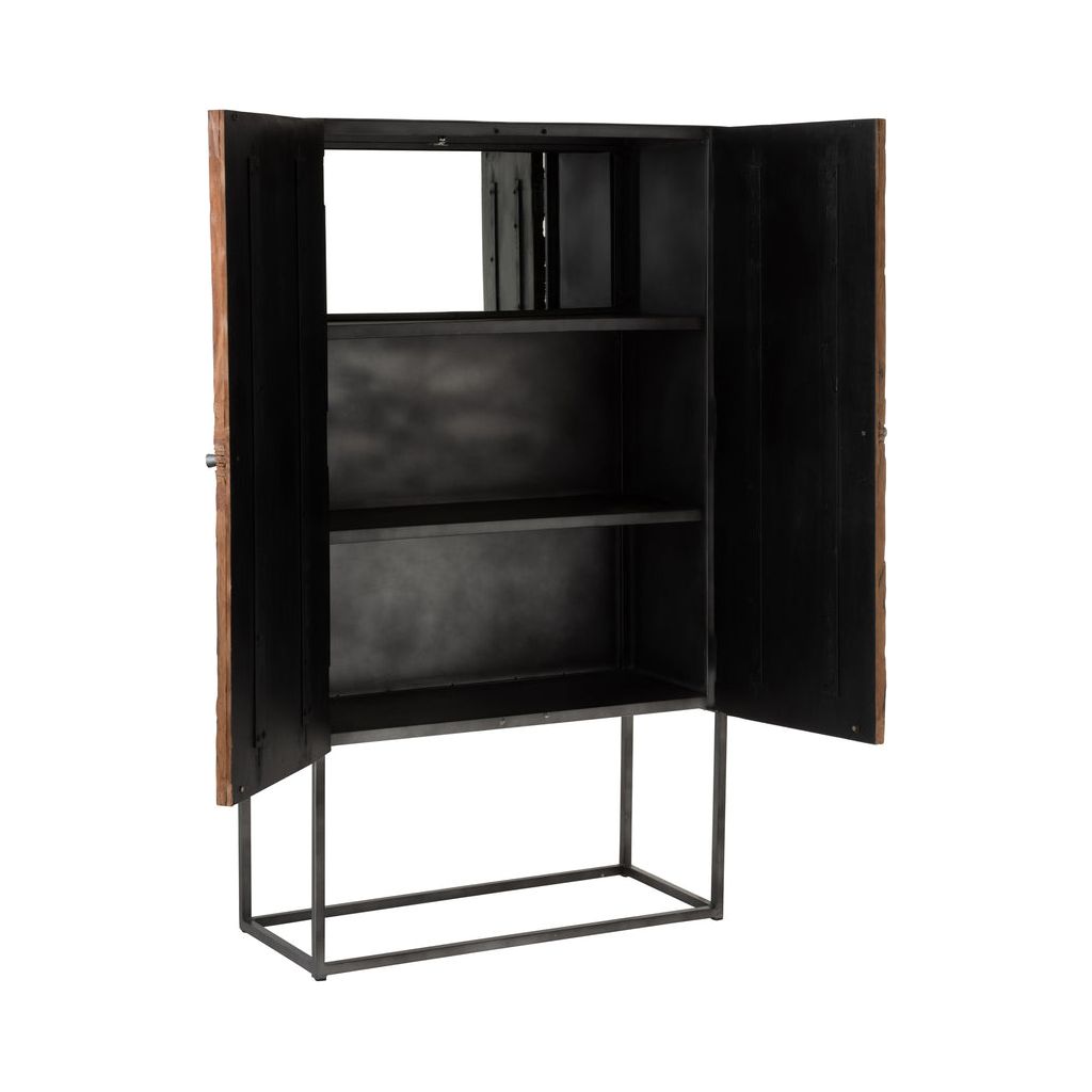 Armoire Bar Bois Fer Naturel | Elvi - Designix Armoire