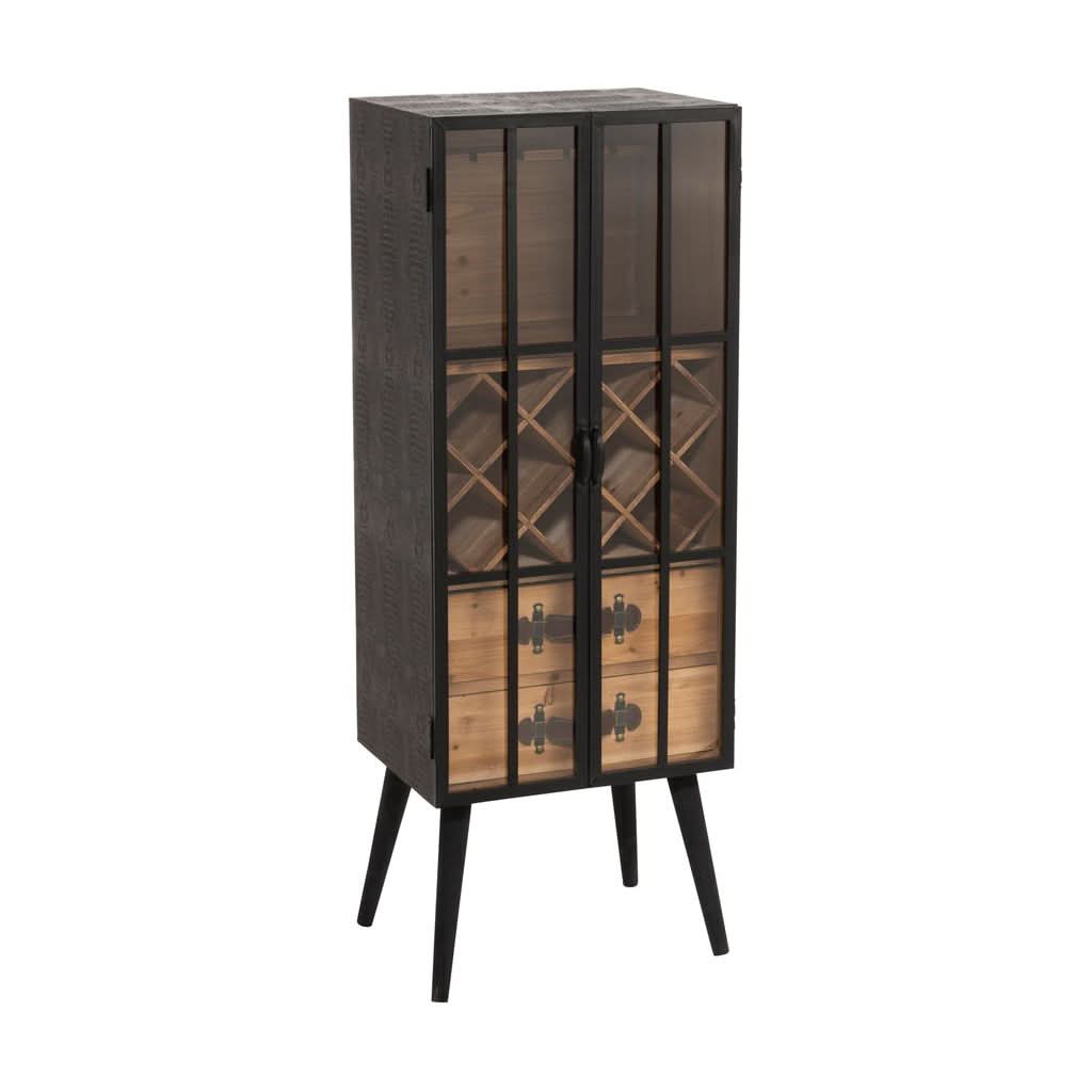 Armoire Bar Noir Bois Verre | Zani - Designix Armoire