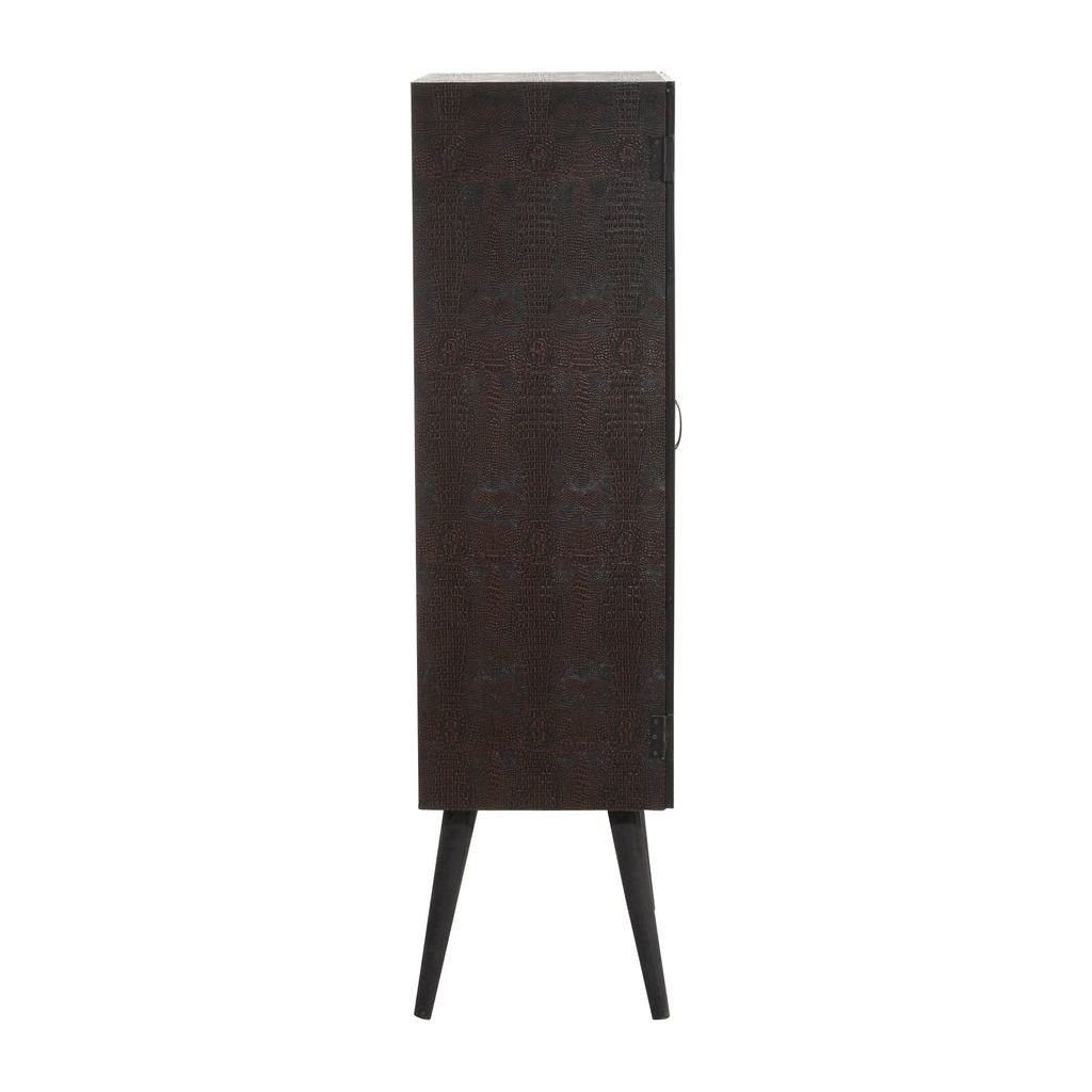 Armoire Bar Noir Bois Verre | Zani - Designix Armoire