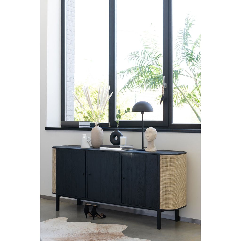 Armoire Bois Exotique Rotin Noir | Tino - Designix Armoire