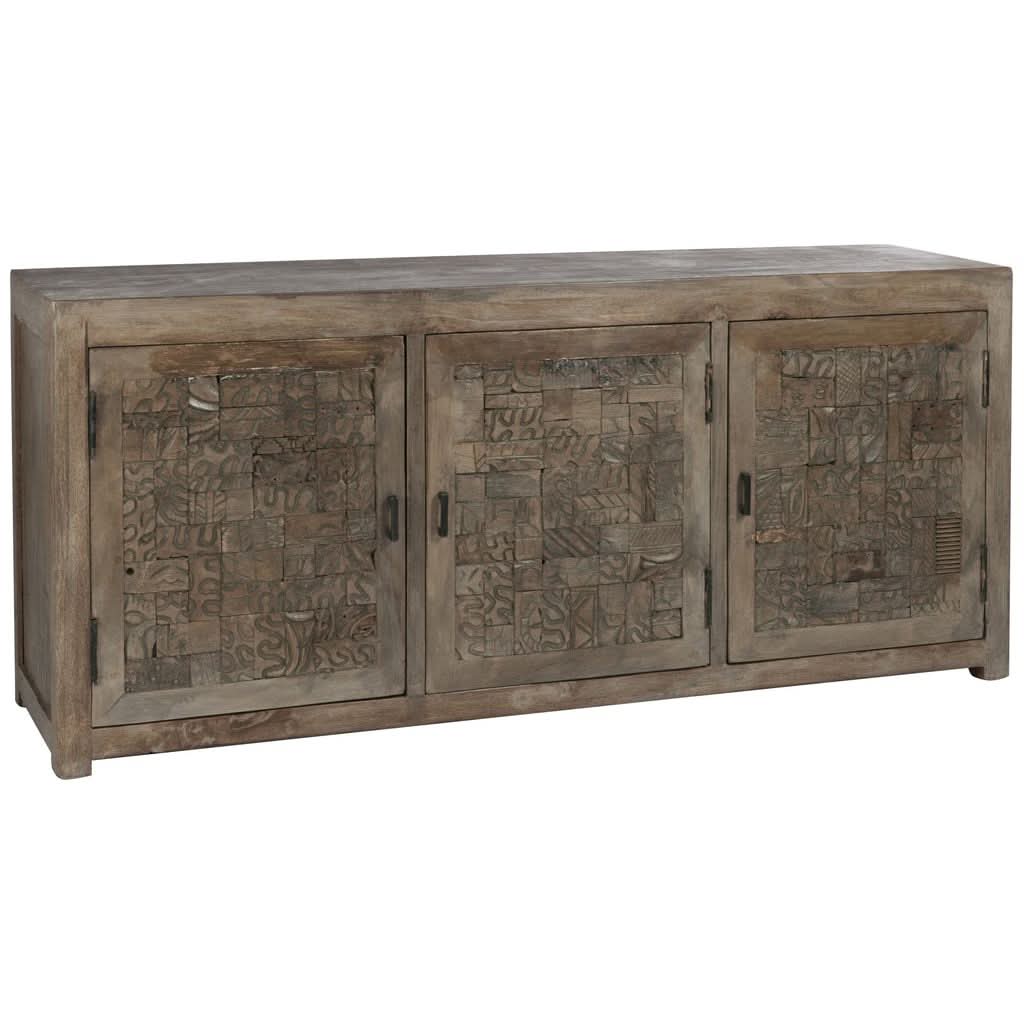 Armoire Cuisine Bois Naturel 3 Portes | Hira - Designix Armoire