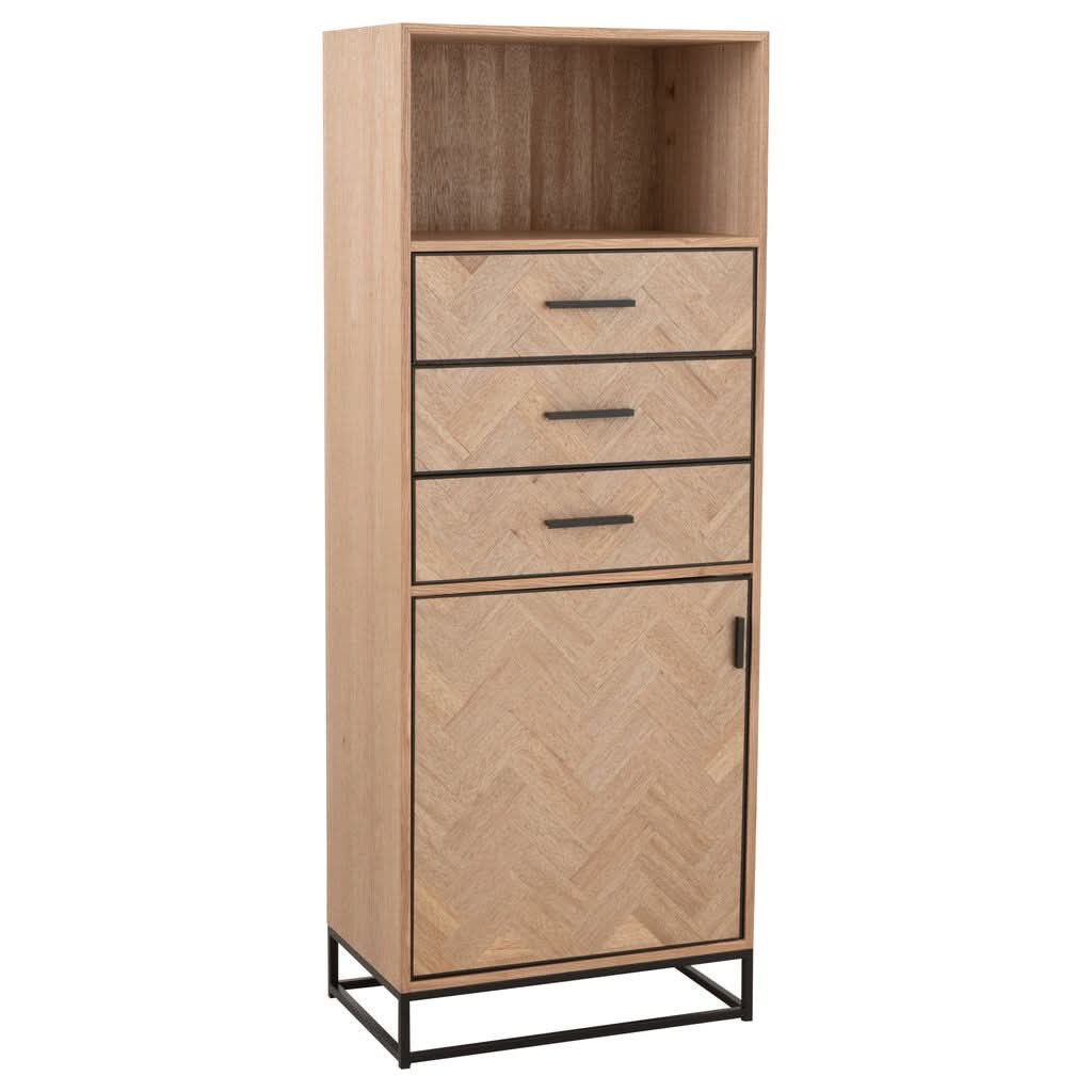 Armoire Haute Tiroirs Bois Métal | Kilo - Designix Armoire