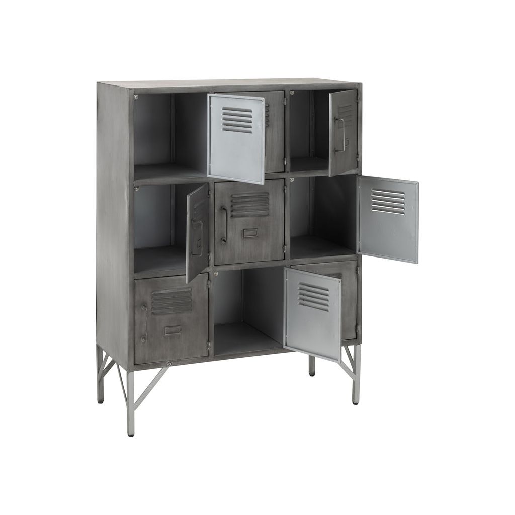 Armoire Métallique Argentée 9 Portes | Ayla - Designix Armoire