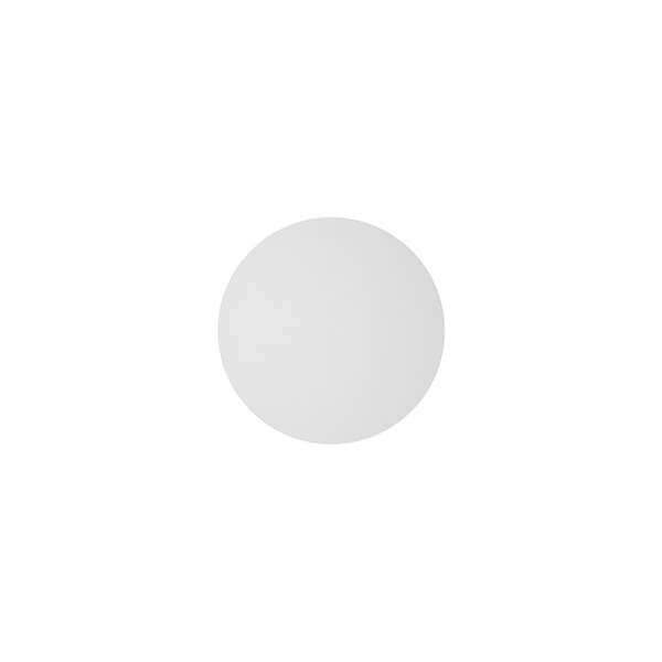 Vue de face du luminaire rond et blanc, sans cadre ni fixation visible