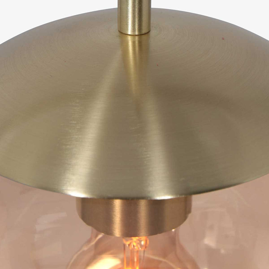 Suspension ambre en verre soufflé et laiton, globe Ø 30 cm | Bollique 3498ME