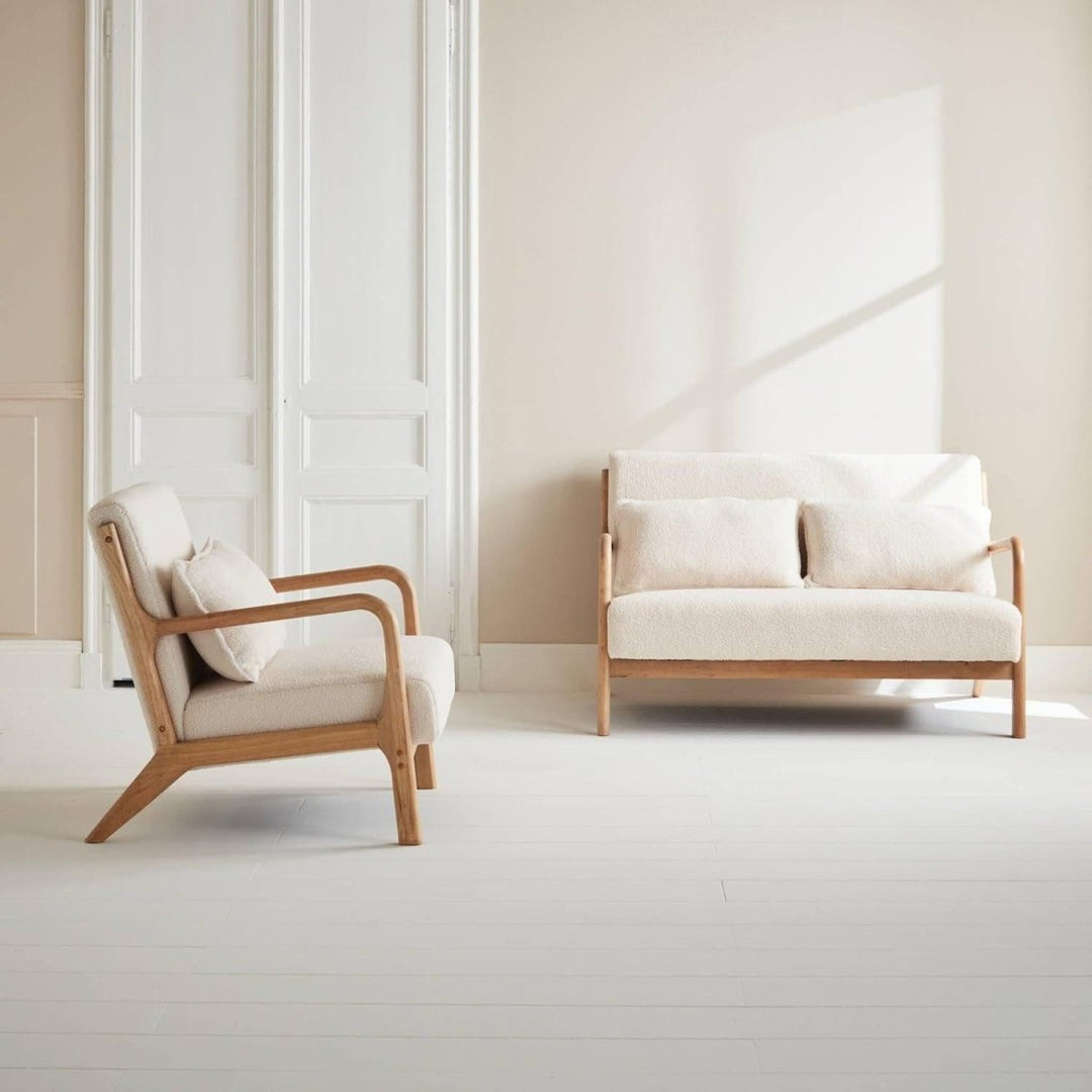 Banquette et Fauteuil Bois Bouclette | Confort Scandi - Designix Banquette