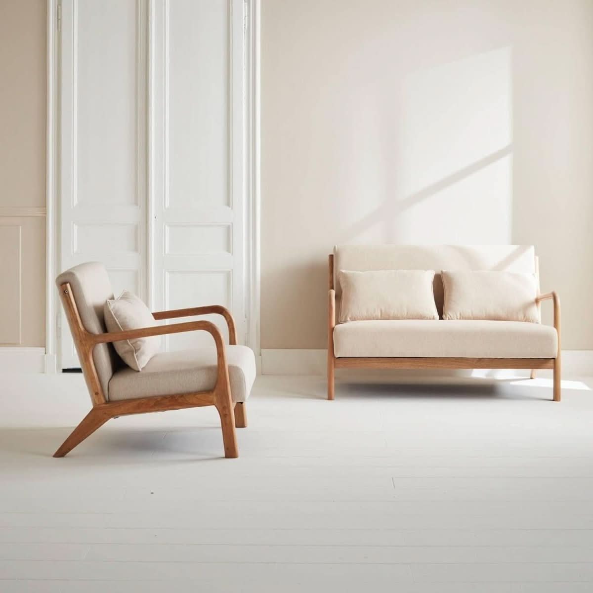 Banquette Fauteuil Bois Beige | Ivoire - Designix Banquette