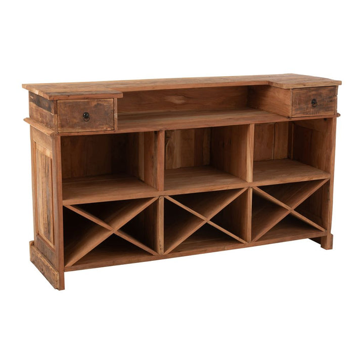 Bar Bois Recyclé Naturel à 2 Tiroirs | Sela - Designix Armoire