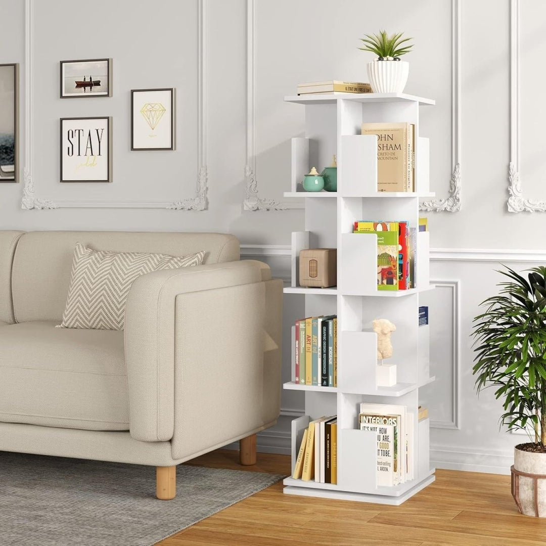 Bibliothèque Rotative MDF 4 Niveaux | Lagon - Designix Bibliothèque Blanc
