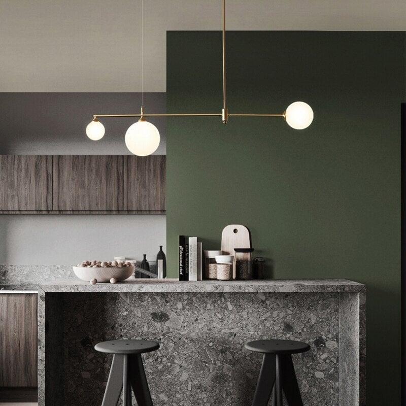 Boule Verre Cuivre Suspendue | Maso - Designix Suspension luminaire 3 têtes Sans ampoule