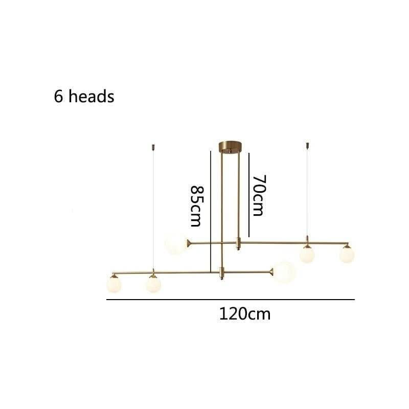 Boule Verre Cuivre Suspendue | Maso - Designix Suspension luminaire 6 têtes Sans ampoule