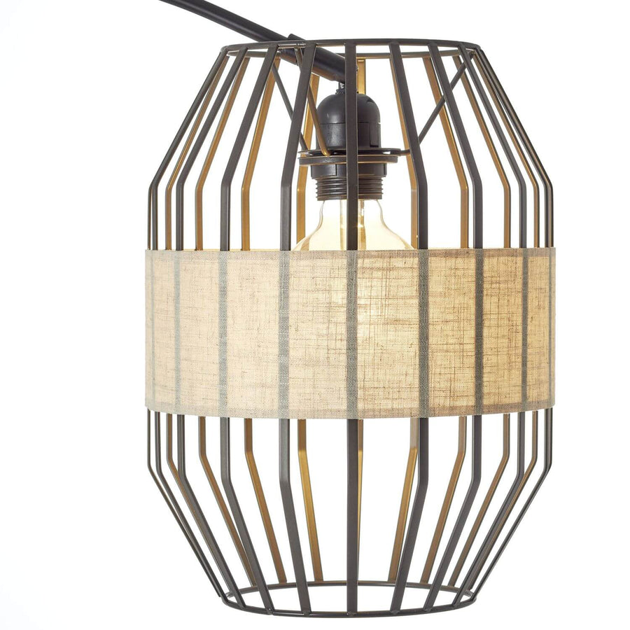 Lampadaire Slope noir et bois, tissu, H 171 cm