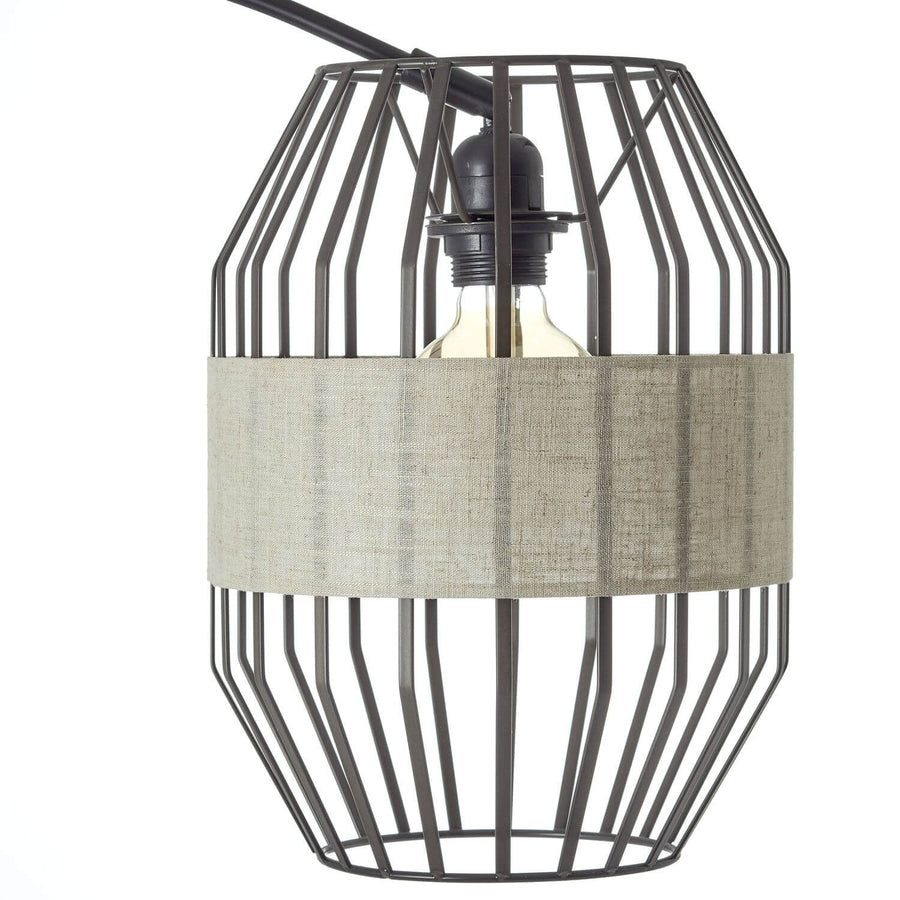 Lampadaire Slope noir et bois, tissu, H 171 cm