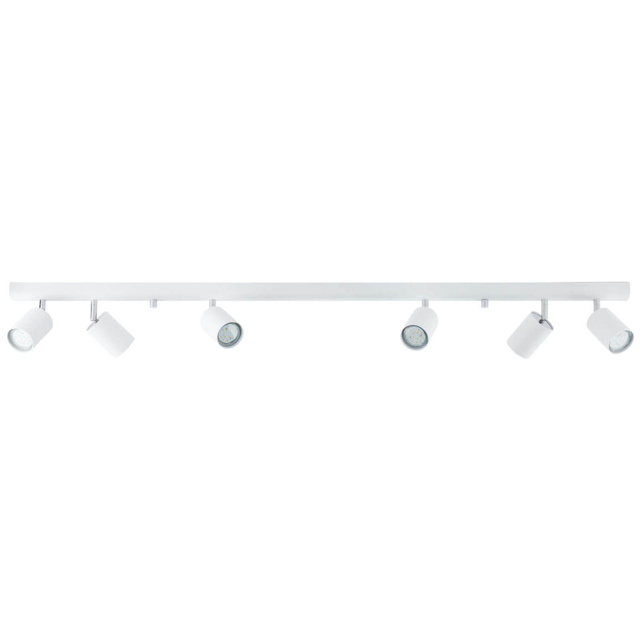 Vue frontale alternative du luminaire blanc avec spots légèrement inclinés