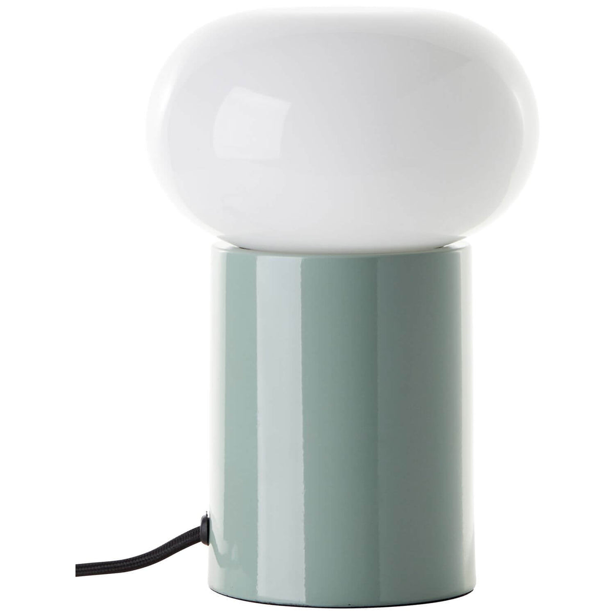 Profil de la lampe verte avec socle cylindrique et cordon noir
