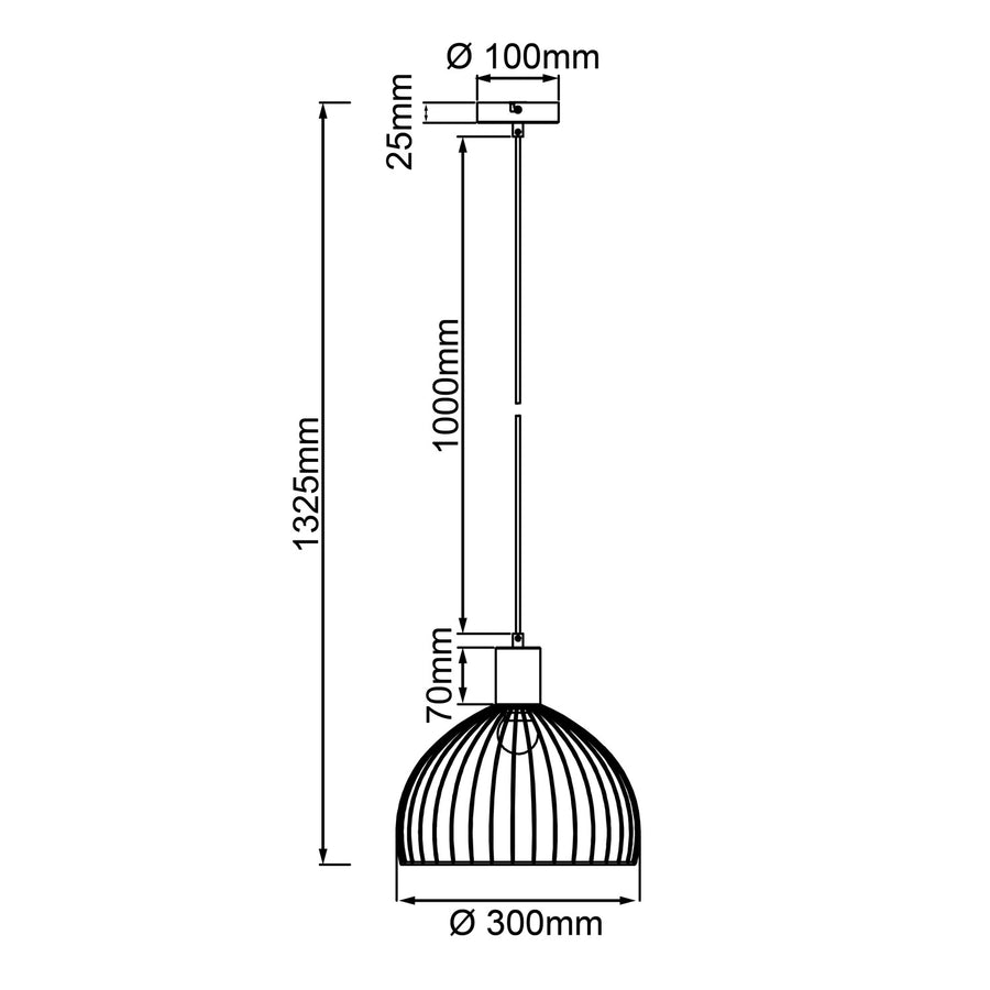Suspension Blacky noire mat, H 132,5 cm
