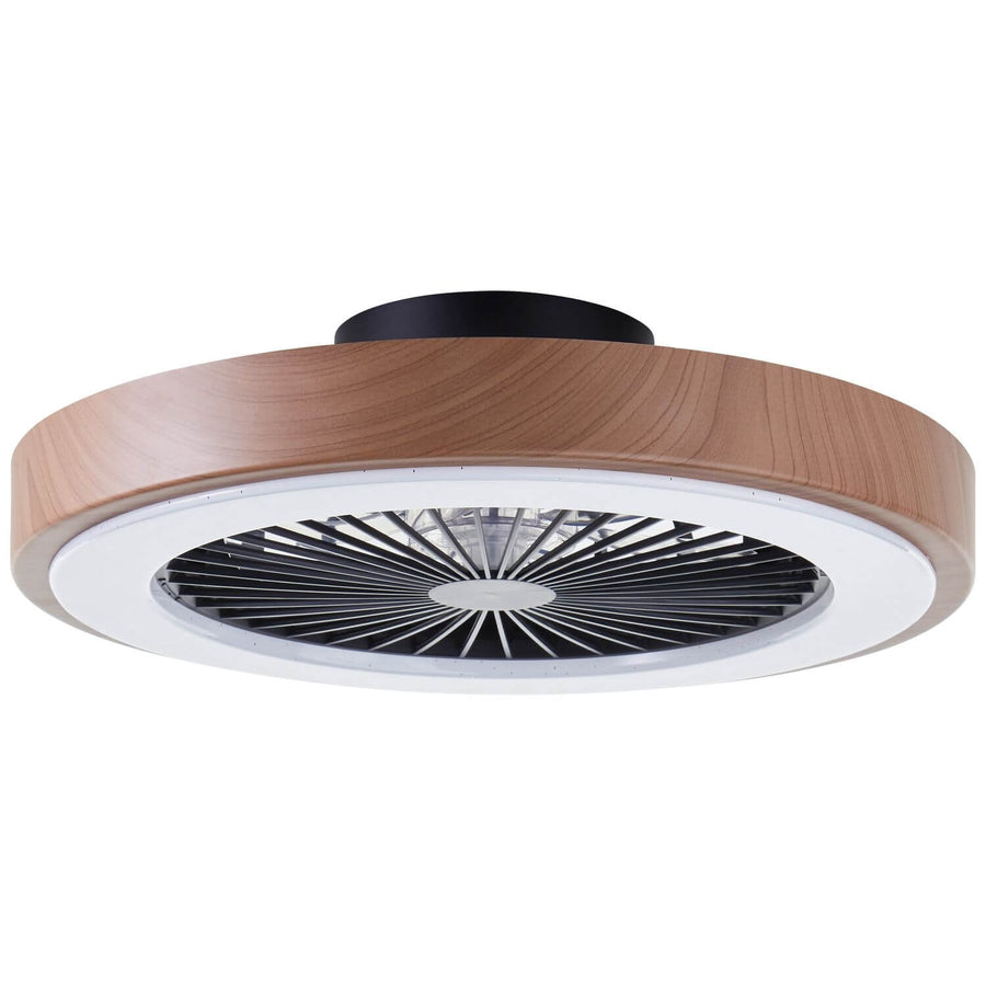 Ventilateur de plafond lumineux Slimline bois et noir
