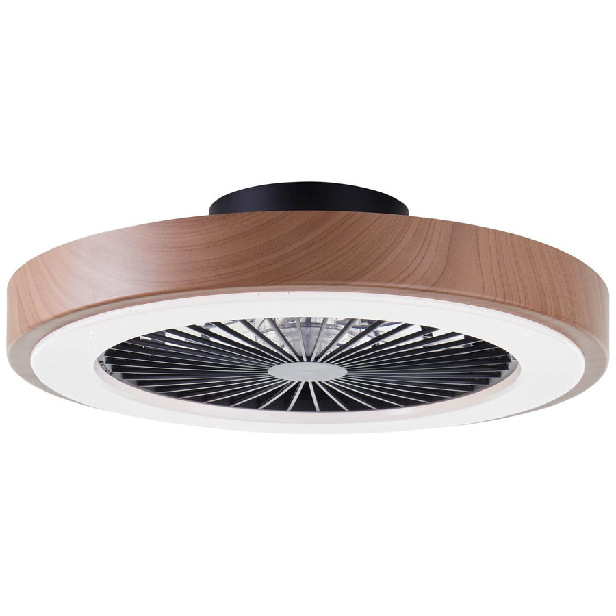 Ventilateur de plafond lumineux Slimline bois et noir