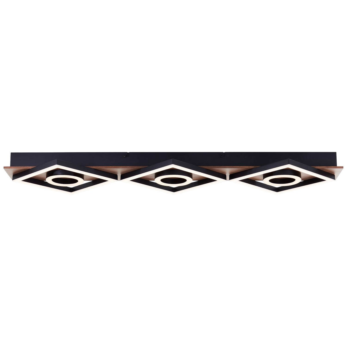 Plafonnier Maureen bois foncé et noir mat, L 88 cm