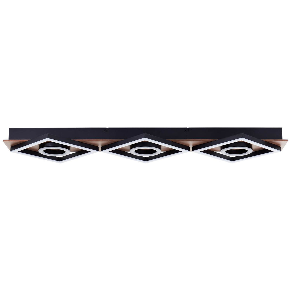 Plafonnier Maureen bois foncé et noir mat, L 88 cm