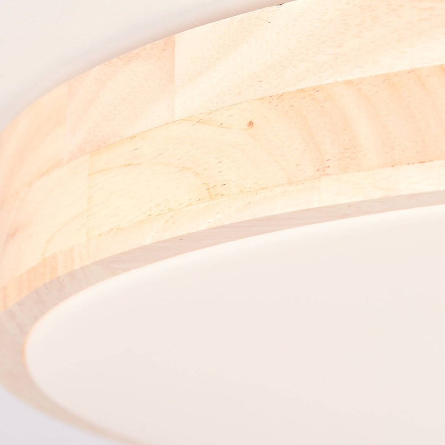 Plafonnier Slimline bois clair et blanc, Ø 50 cm