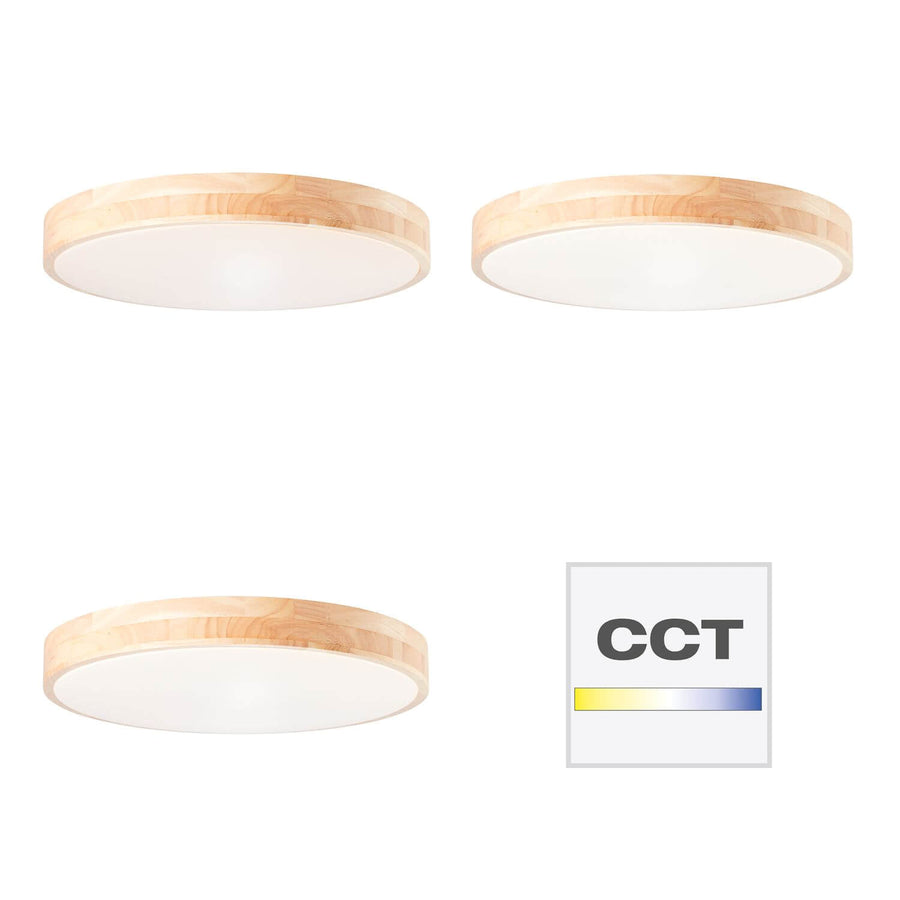 Plafonnier Slimline bois clair et blanc, Ø 50 cm