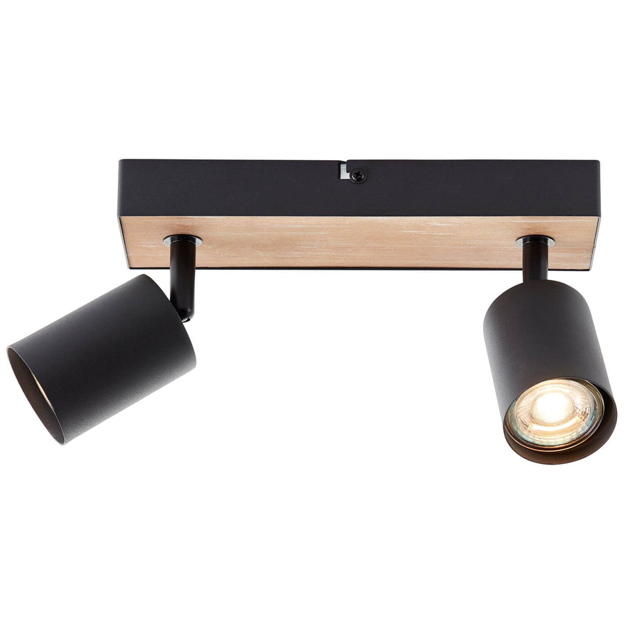 Plafonnier Jello Wood 2 lumières noir et bois