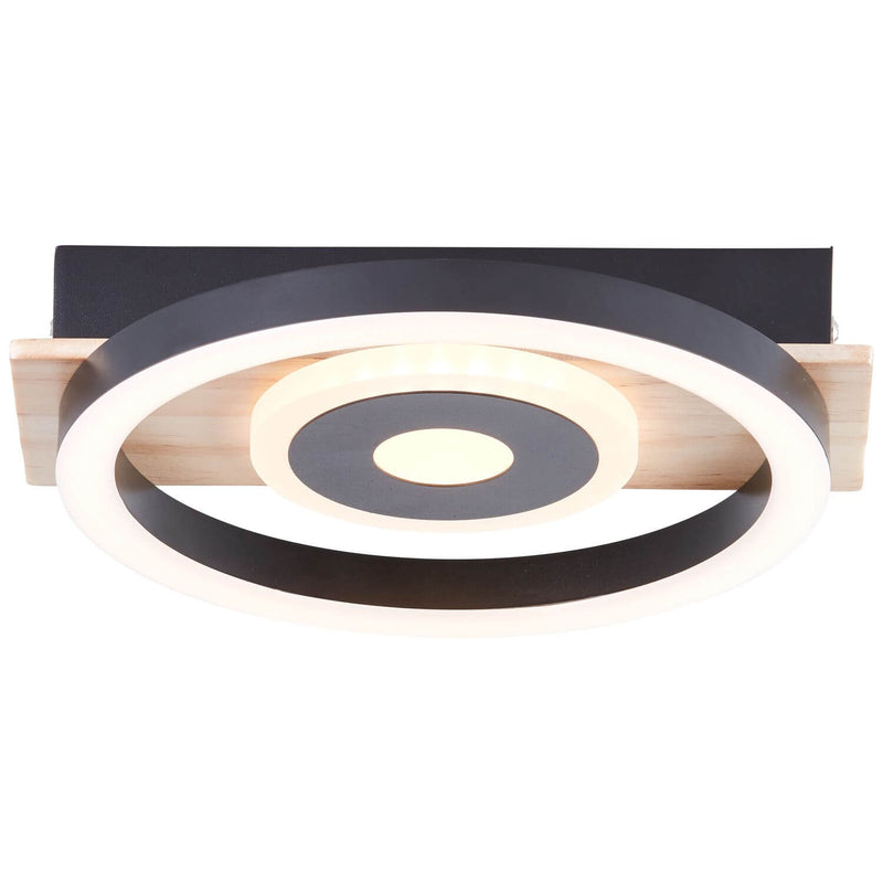 Plafonnier Maureen noir et bois, L 22 cm