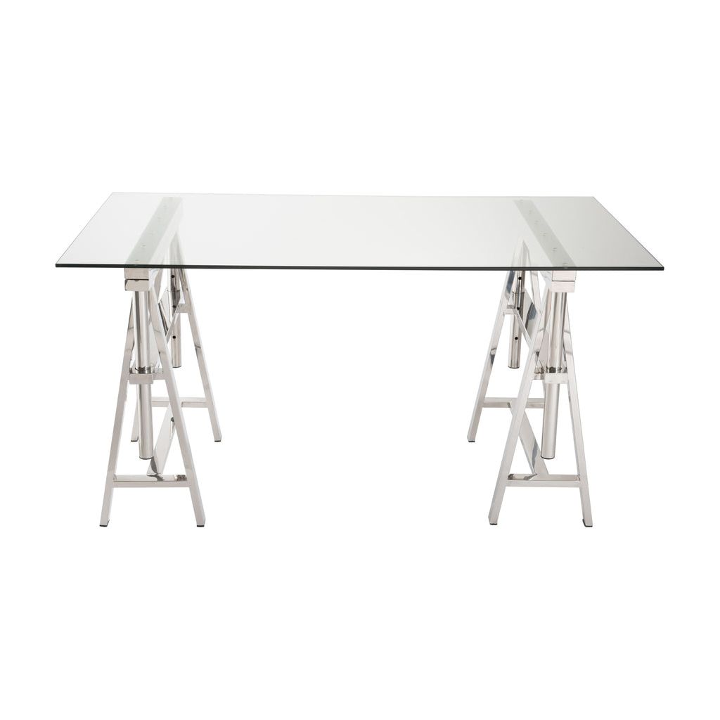 Bureau Réglable Acier Inoxydable Verre | Ulio - Designix Bureau