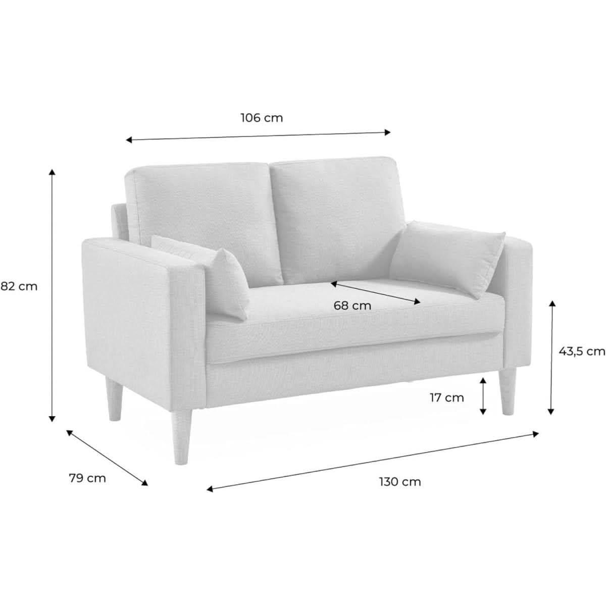 Canapé 2 Places Scandinave Bois | Wisp - Designix Canapés Gris Clair