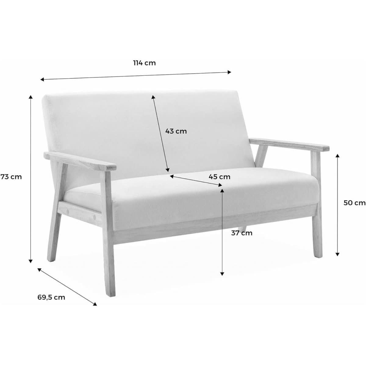 Canapé Banquette Gris Clair Bois et Tissu | Nordic - Designix Banquette