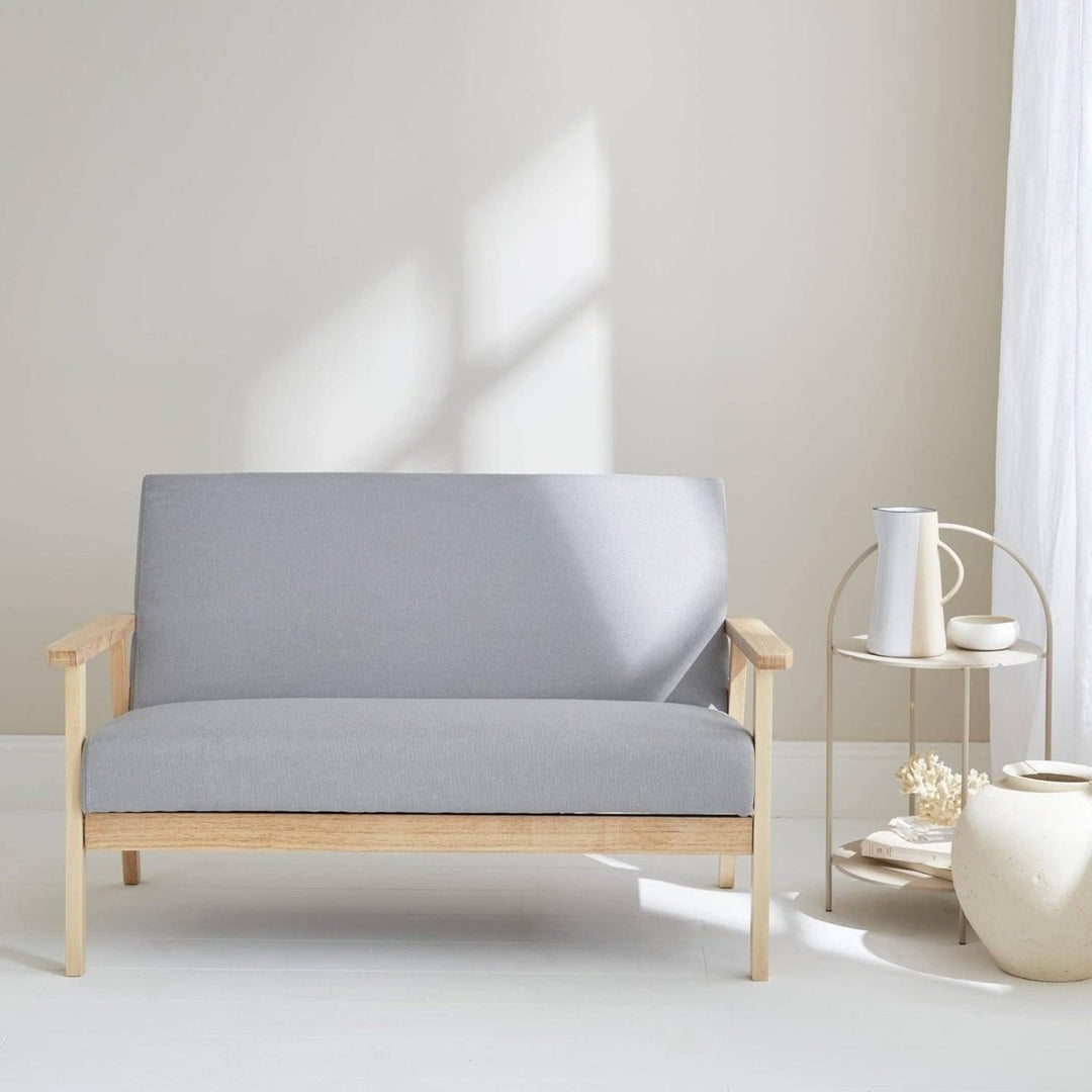 Canapé Banquette Gris Clair Bois et Tissu | Nordic - Designix Banquette
