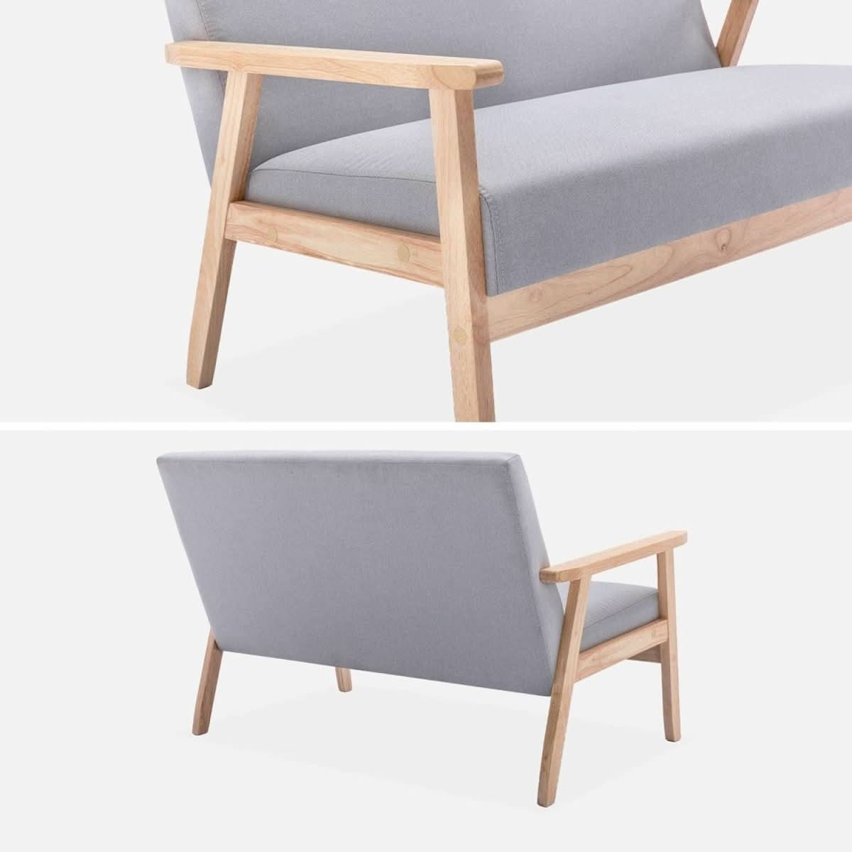 Canapé Banquette Gris Clair Bois et Tissu | Nordic - Designix Banquette