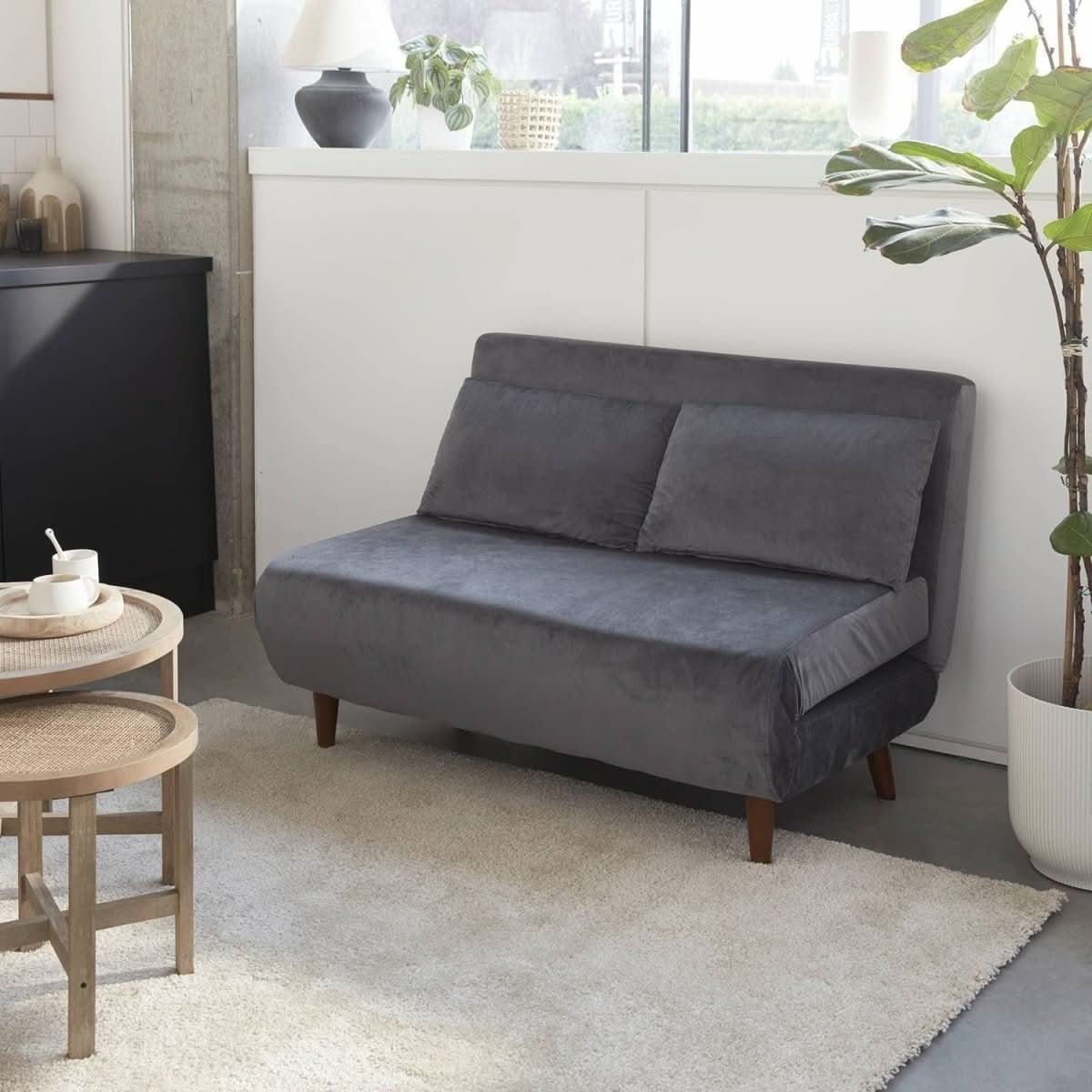 Canapé Convertible 2 Places Gris | Arbor - Designix Canapés