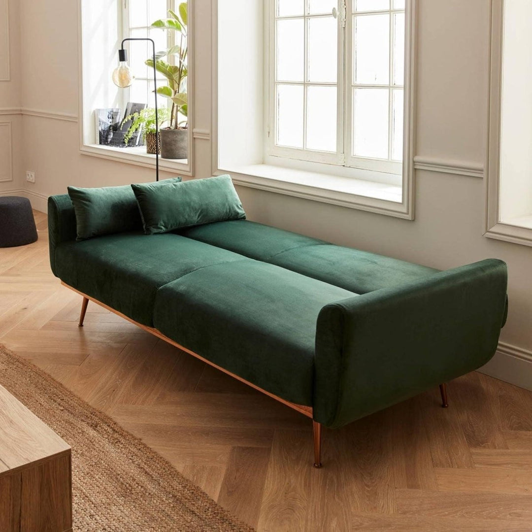 Canapé Convertible Velours Scandinave | Eden - Designix Canapés Vert Anglais