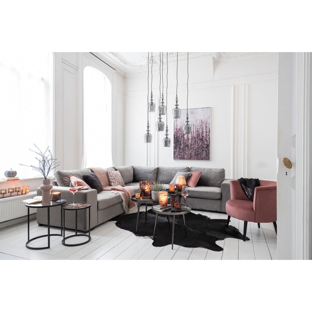 Canapé D'Angle Velours Gris | Xira - Designix Canapés