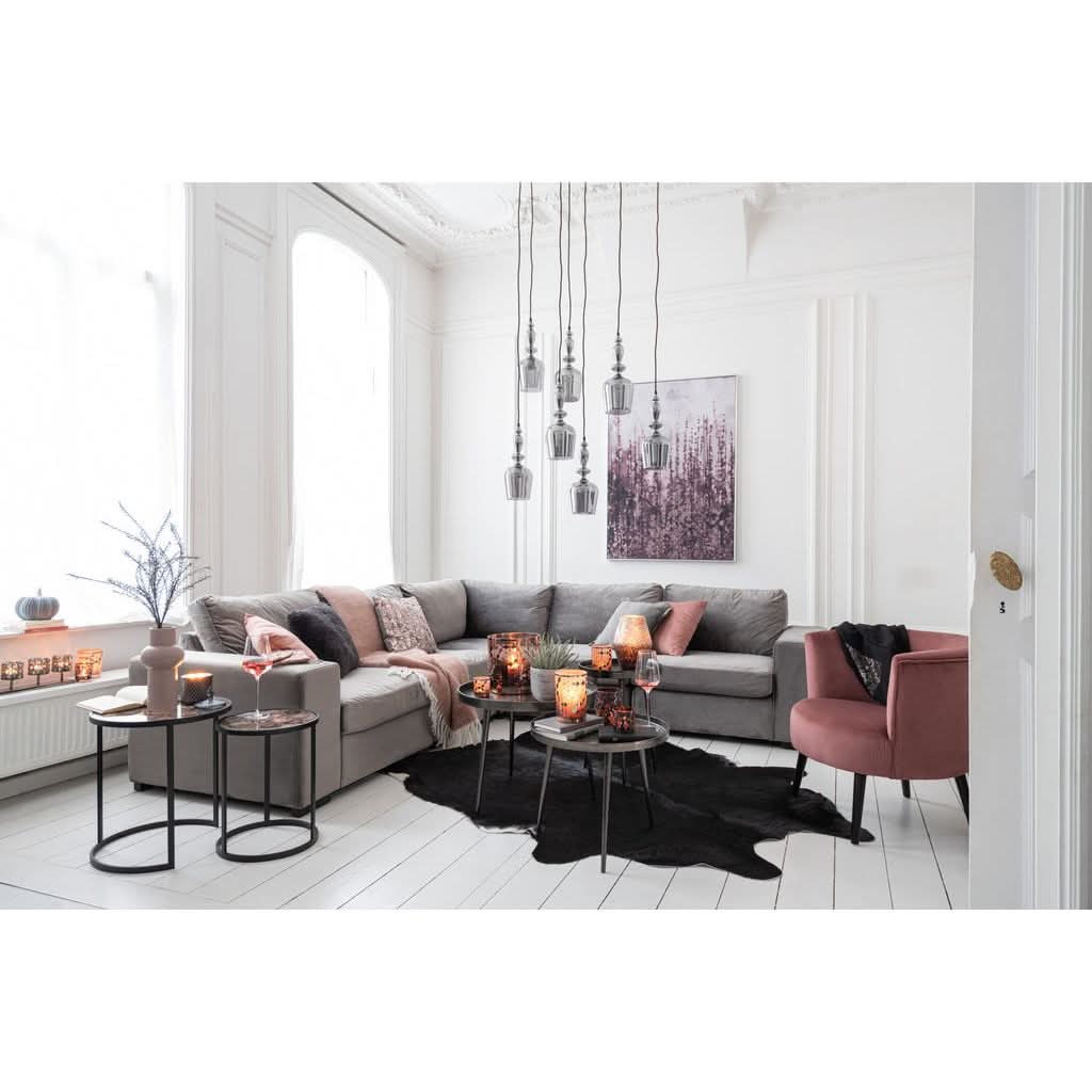 Canapé D'Angle Velours Gris | Xira - Designix Canapés