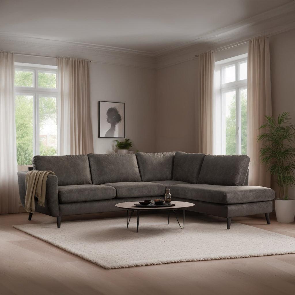 Canapé en Tissu Taupe Droite 3 Places | Savannah - Designix Canapés