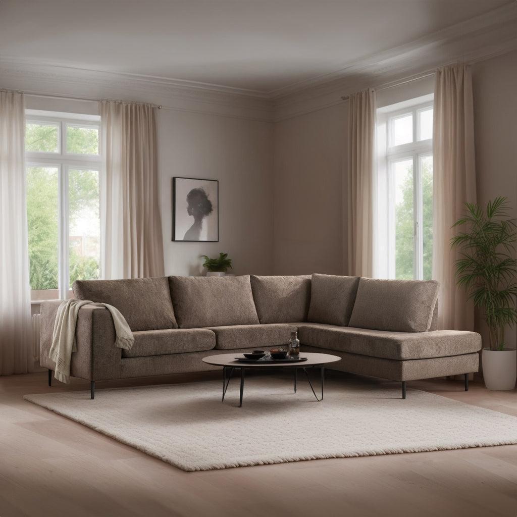 Canapé Moelleux 3 Places Angle Droite Taupe | Sérénité - Designix Canapés