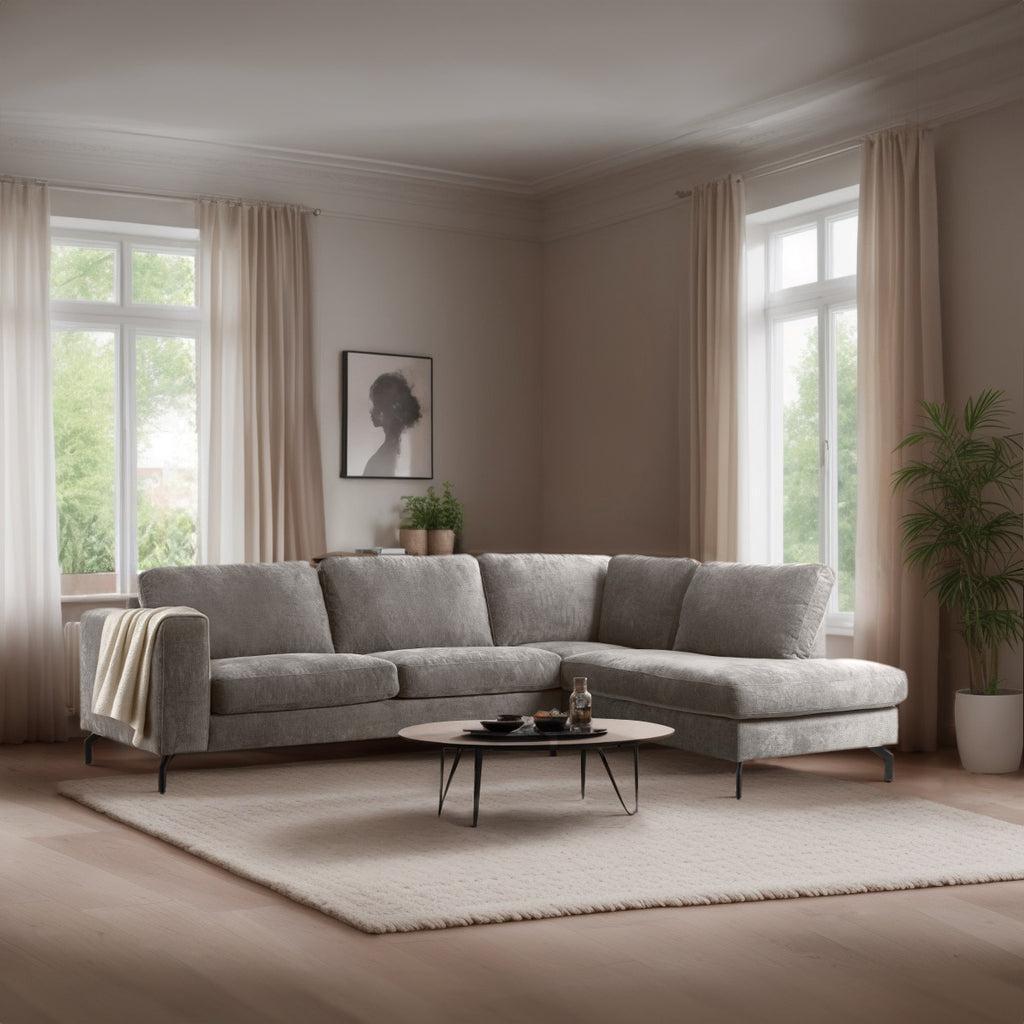 Canapé Profond 3 Places Angle à Droite Champagne | Charme Luxueux - Designix Canapés