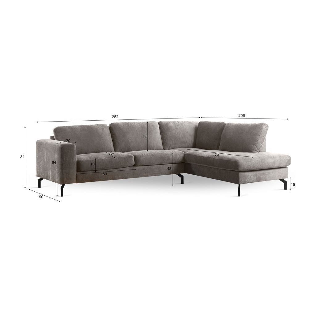 Canapé Profond 3 Places Angle à Droite Champagne | Charme Luxueux - Designix Canapés