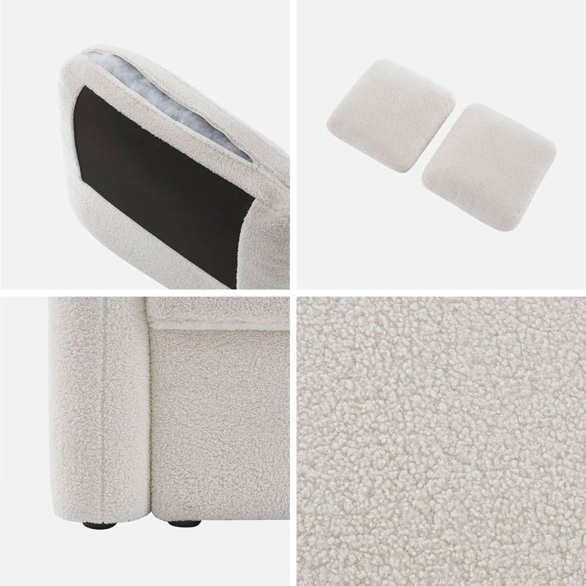 Canapé Scandinave 3 Places Bouclette Blanc | Épure - Designix Canapés