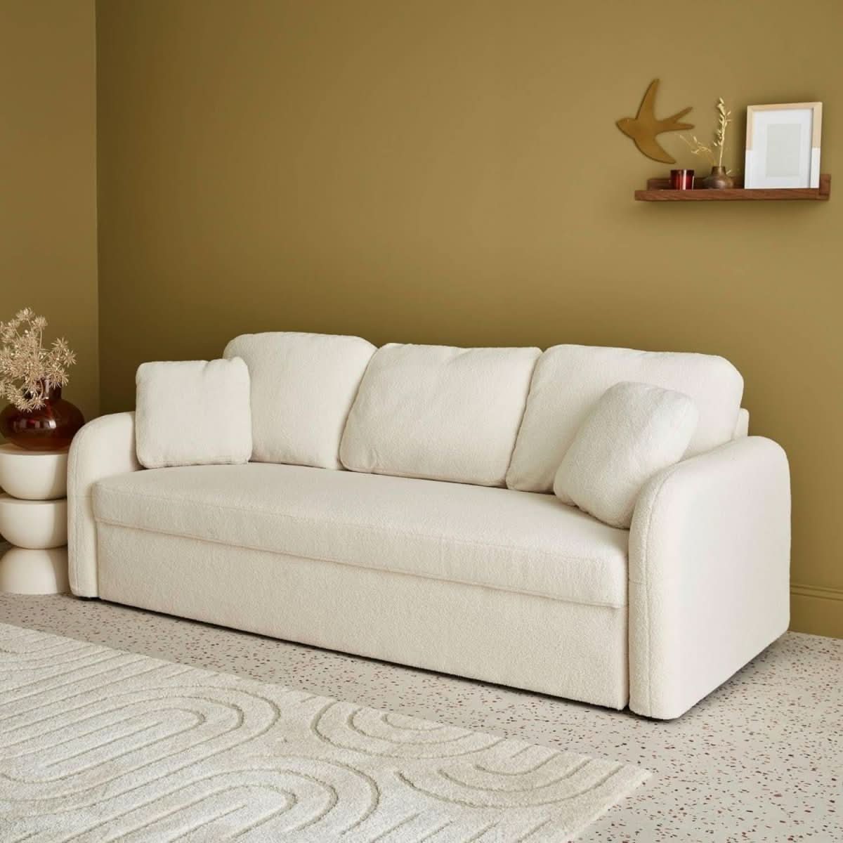 Canapé Scandinave 3 Places Bouclette Blanc | Épure - Designix Canapés