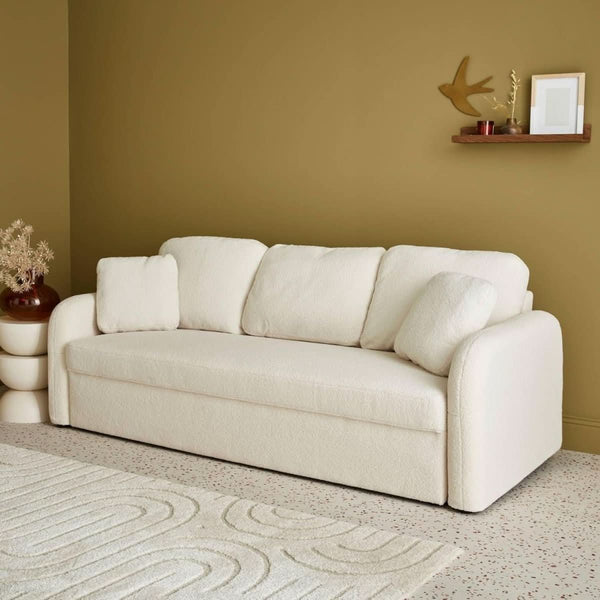 Canapé Scandinave 3 Places Bouclette Blanc | Épure
