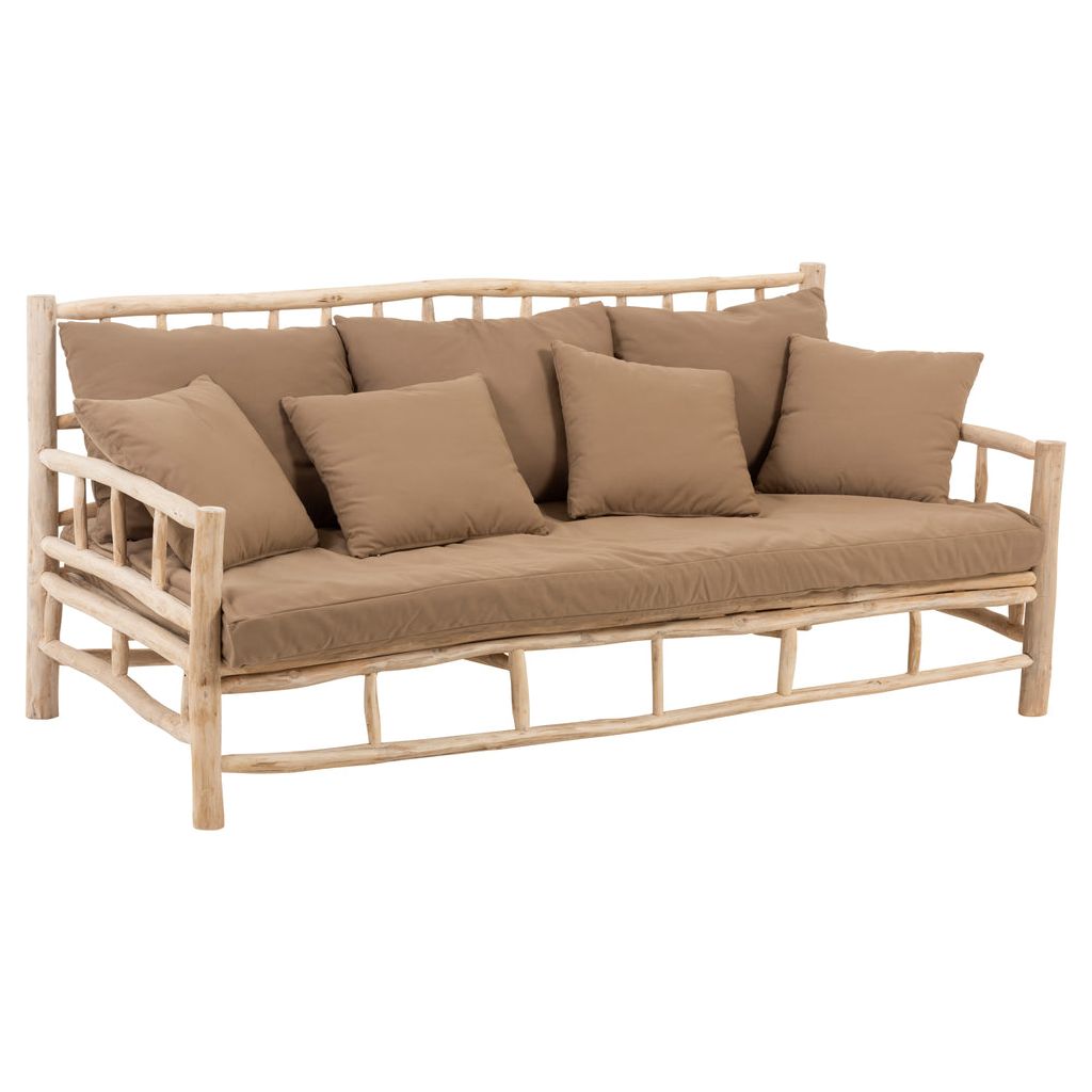 Canapé Teck 3 Places Naturel | Gora - Designix Canapés