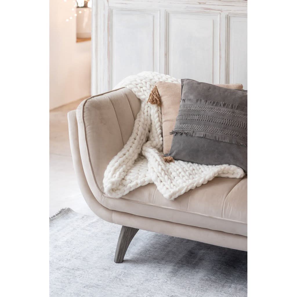 Canapé Velours Beige 3 Places | Pora - Designix Canapés