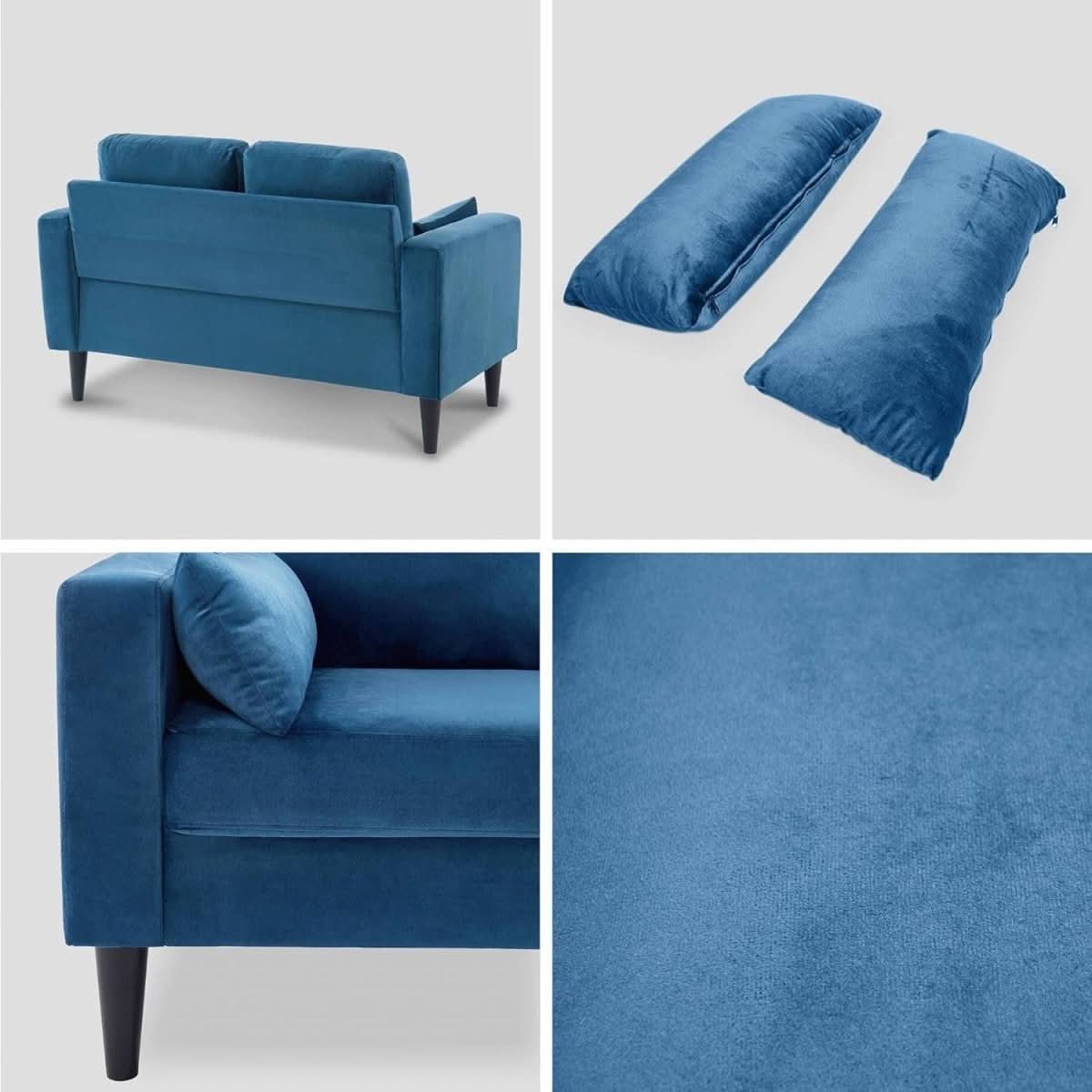 Canapé Velours Bleu Scandinave | Balm - Designix Canapés Bleu