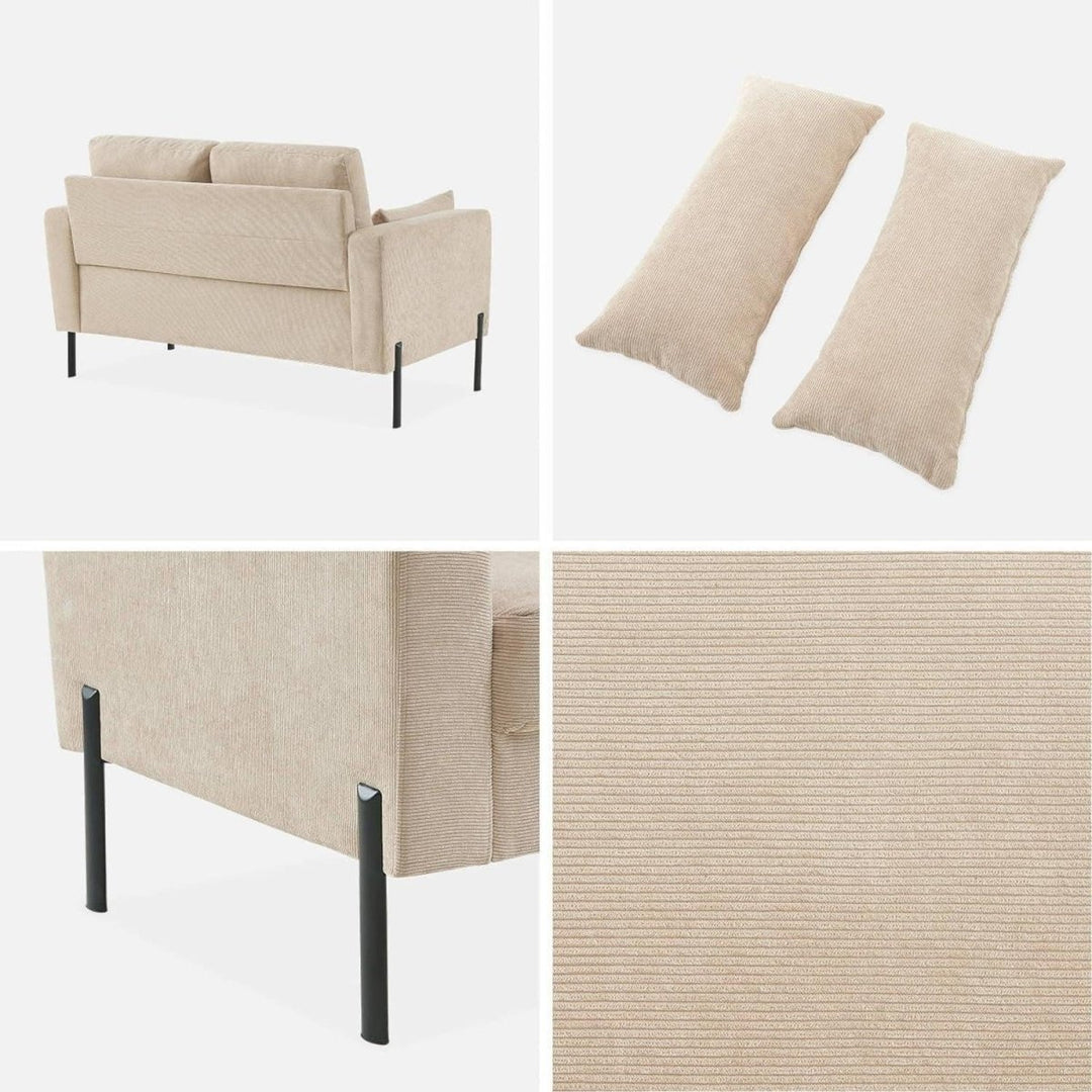 Canapé velours côtelé beige | Muse - Designix Fauteuil