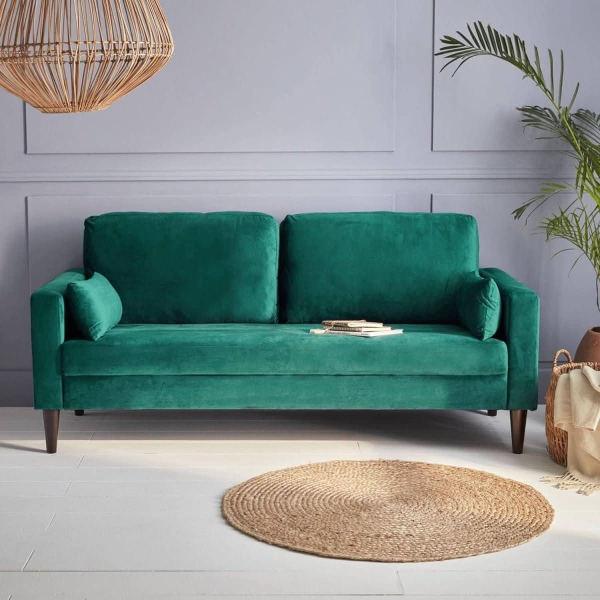 Canapé Velours Vert 3 Places | Bloom - Designix Canapés