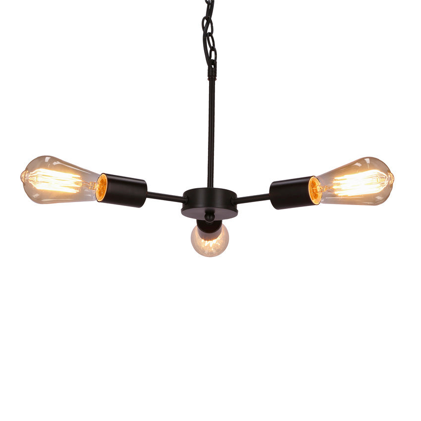 Détail de la suspension en fonctionnement avec ampoules allumées et reflets dorés.